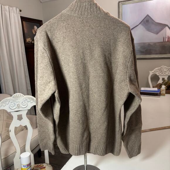 Luigi Baldo 100 % Wool Sweater Quarter zip Taupe Brown Grandpacore old money - Picture 4 of 12